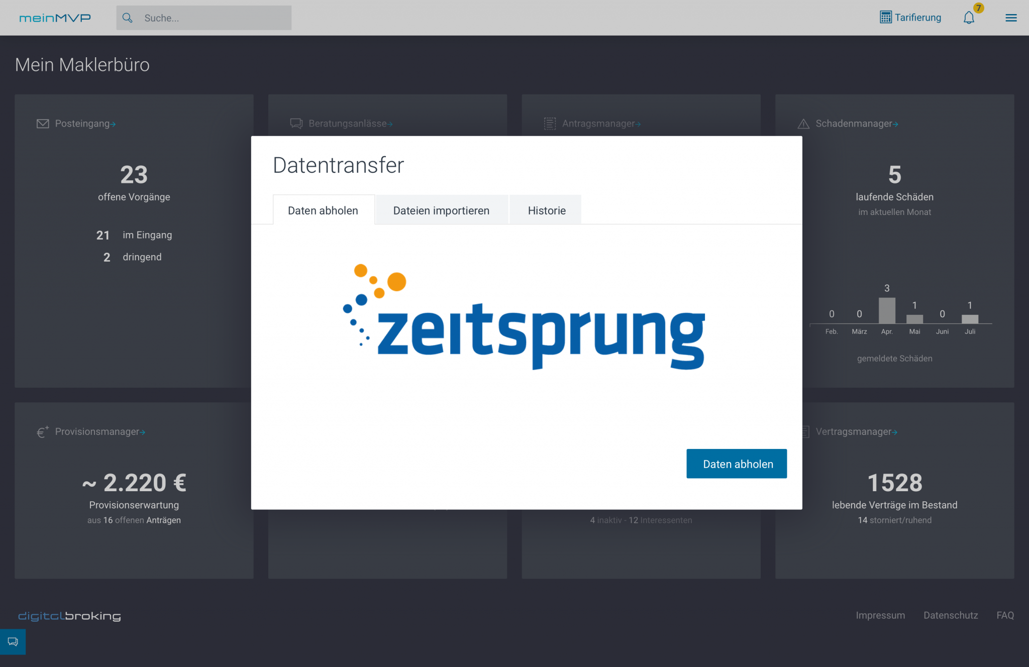 BiPRO zeitsprung screen