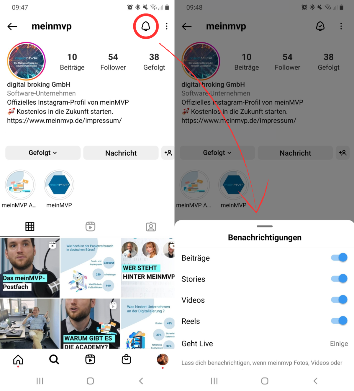 Schnell meinMVP auf Instagram folgen und Benachrichtigungen aktivieren.